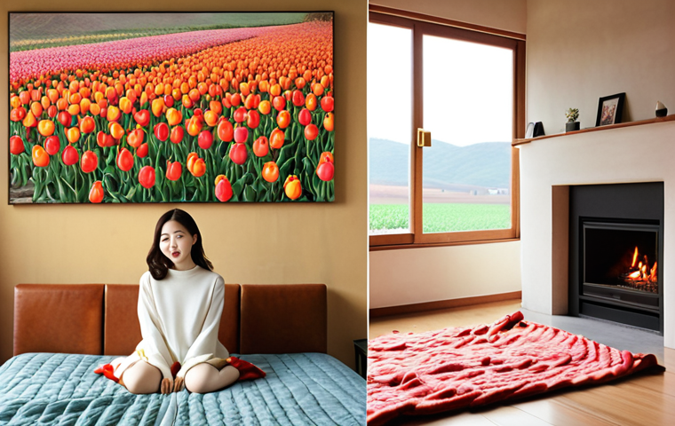 **

A split image: On one side, a bright, sunny scene representing Kang Min-kyung's clear voice. Think of a tulip field in full bloom. On the other side, a cozy interior with a fireplace, warm lighting, and a blanket, representing Lee Hae-ri's soulful voice. The overall feeling should be harmonious and contrasting, like a perfect puzzle.

**